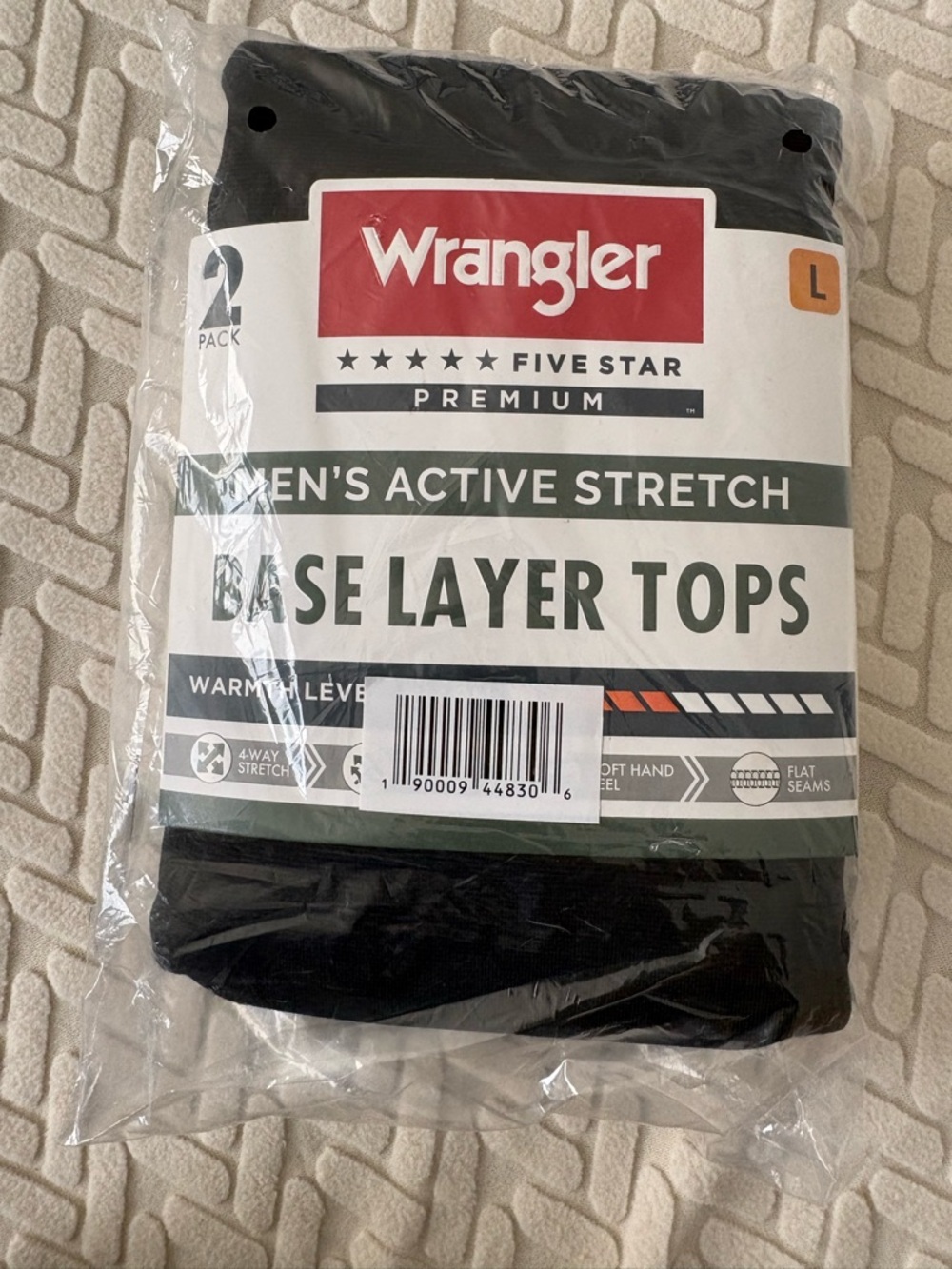 Wrangler Men's Active Stretch Base Layer Tops ( 2) - Black